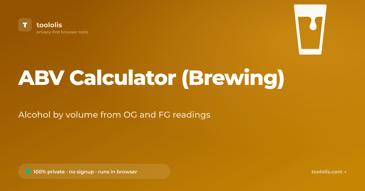 ABV Calculator (Brewing) — Free Calculator Tool | Toololis