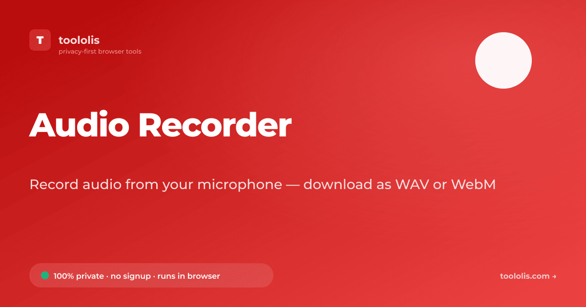 Audio Recorder — Free Audio Tool | Toololis
