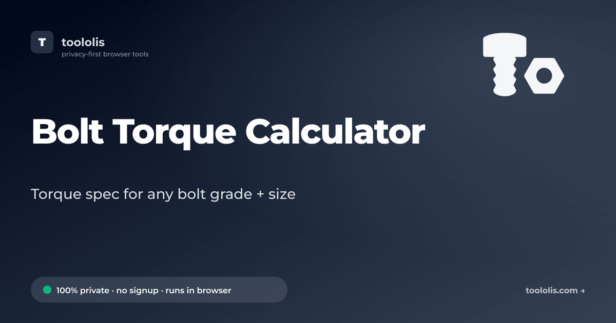 Bolt Torque Calculator — Free Calculator Tool | Toololis