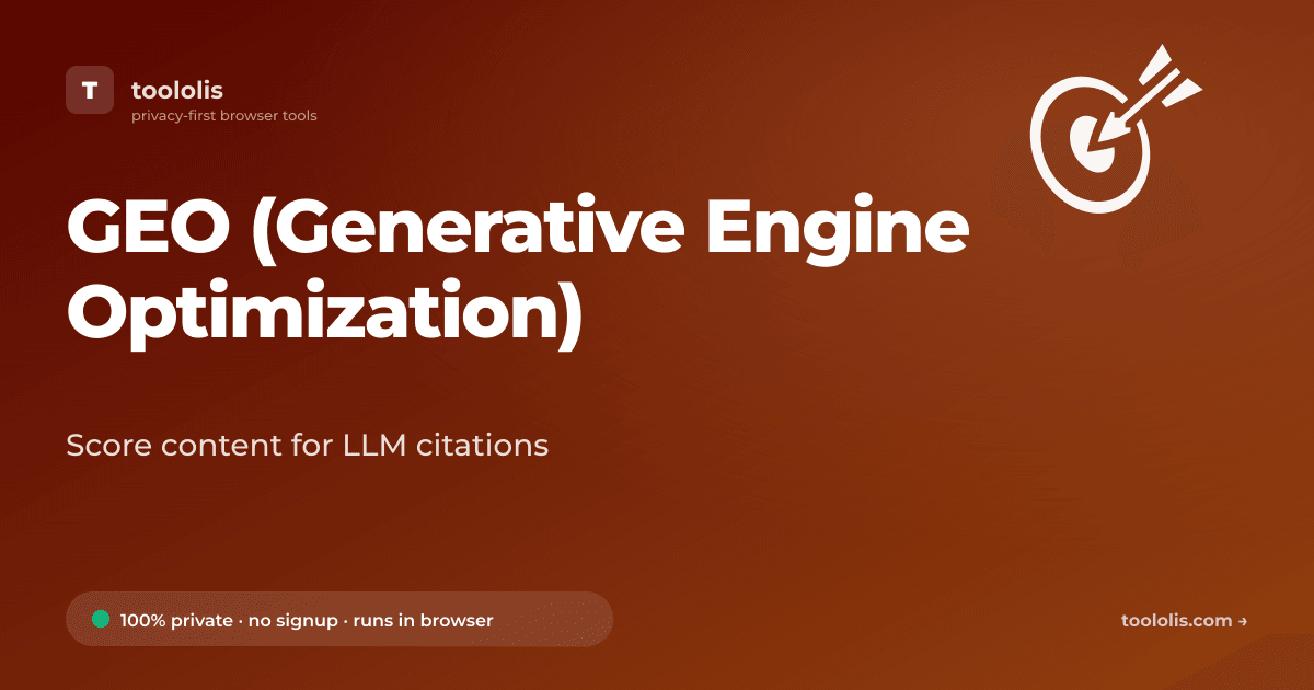 GEO (Generative Engine Optimization) — Free SEO & Web Tool | Toololis