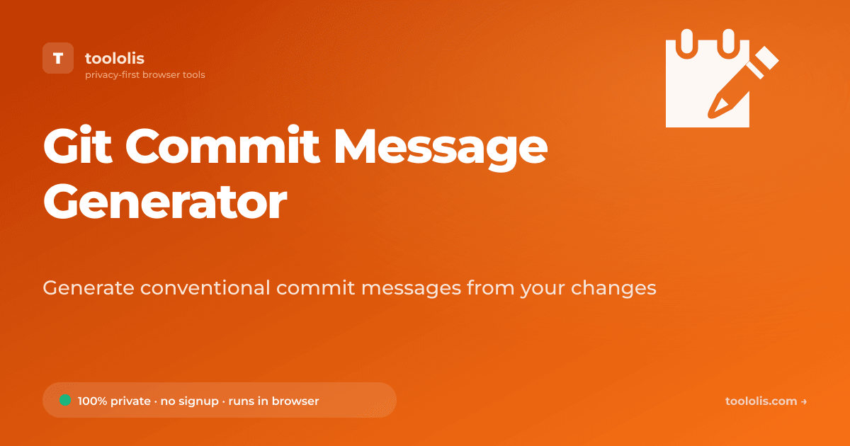 Git Commit Message Generator — Free Developer Tool | Toololis