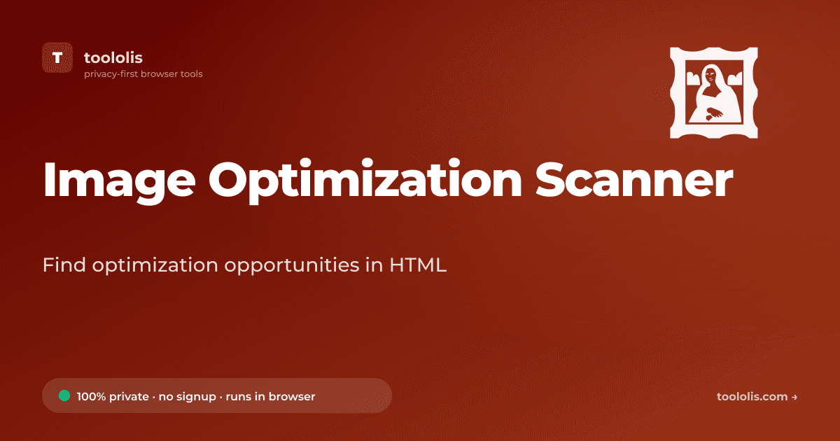 Image Optimization Scanner — Free SEO & Web Tool | Toololis