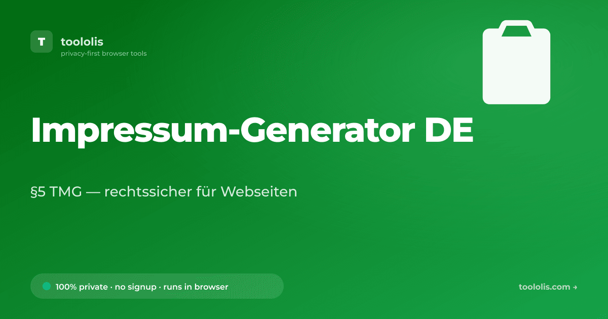 Impressum-Generator DE — Free SEO & Web Tool | Toololis
