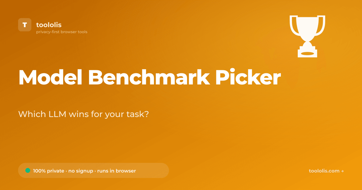Model Benchmark Picker — Free AI Tool | Toololis