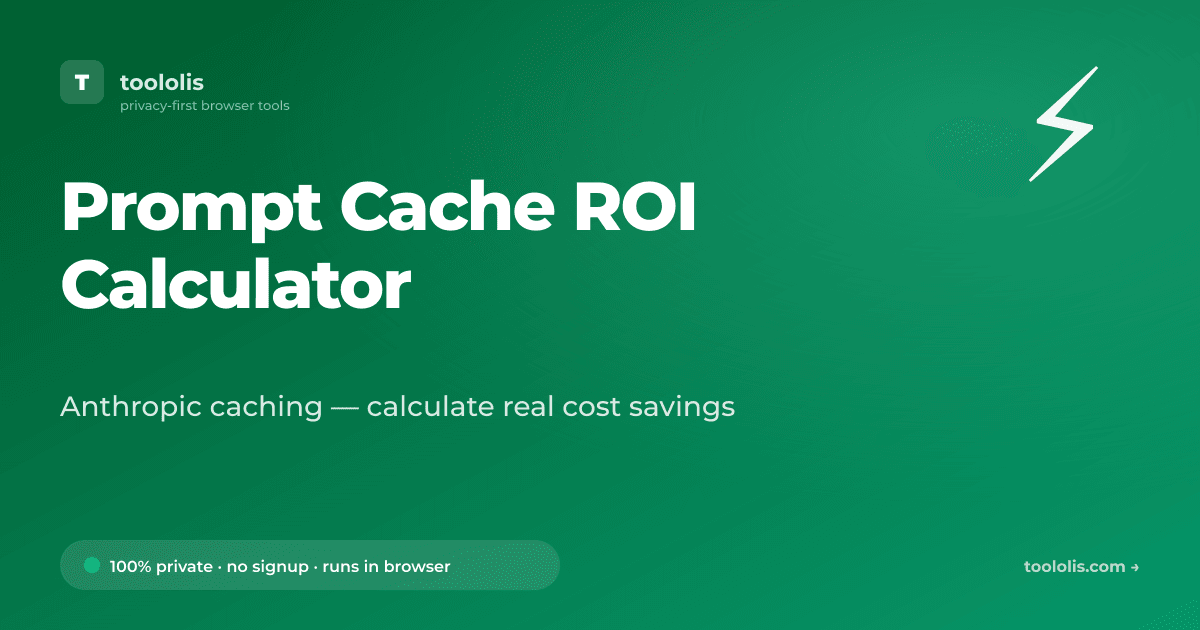 Prompt Cache ROI Calculator — Free AI Tool | Toololis