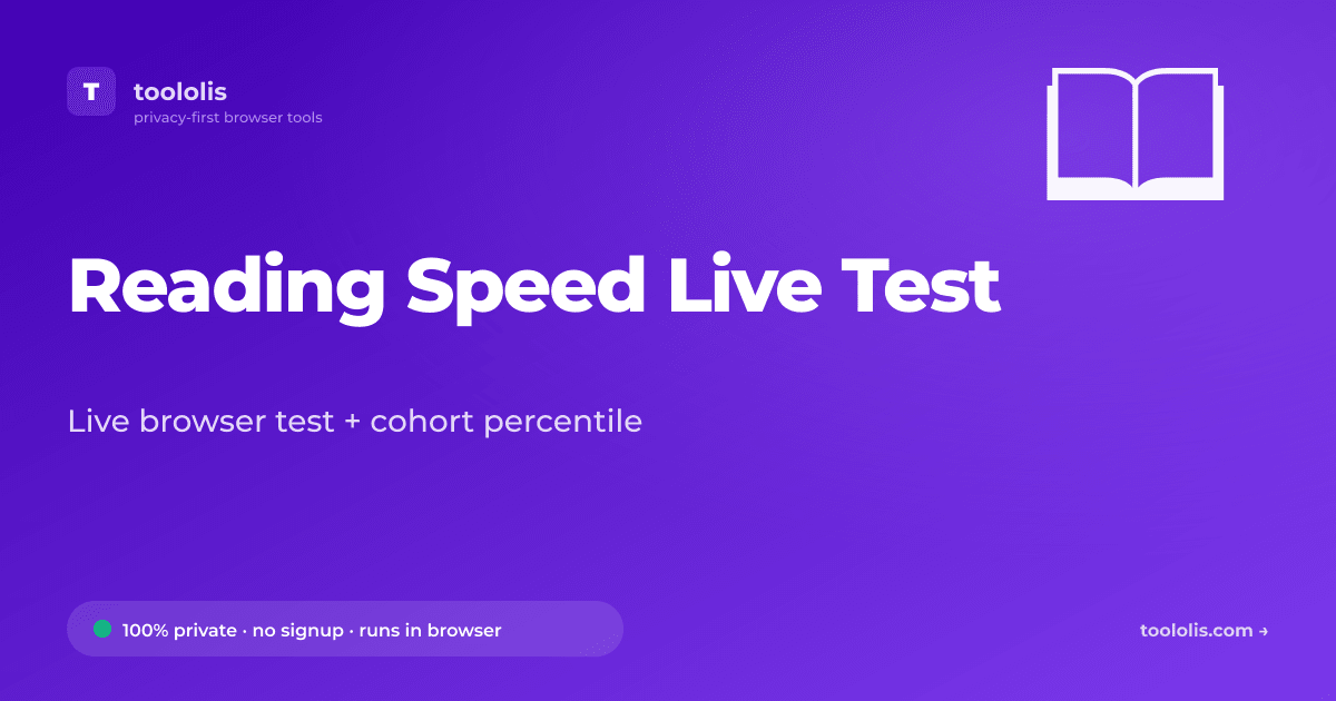 Live Test Session Reading Speed Live Test β Free Calculator Tool | Toololis