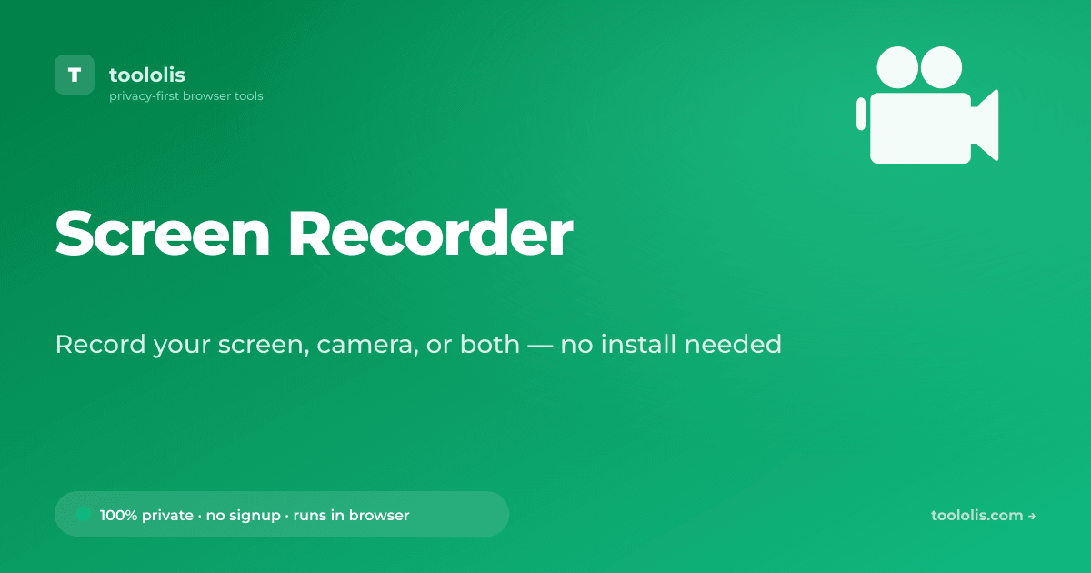 Screen Recorder — Free Developer Tool | Toololis