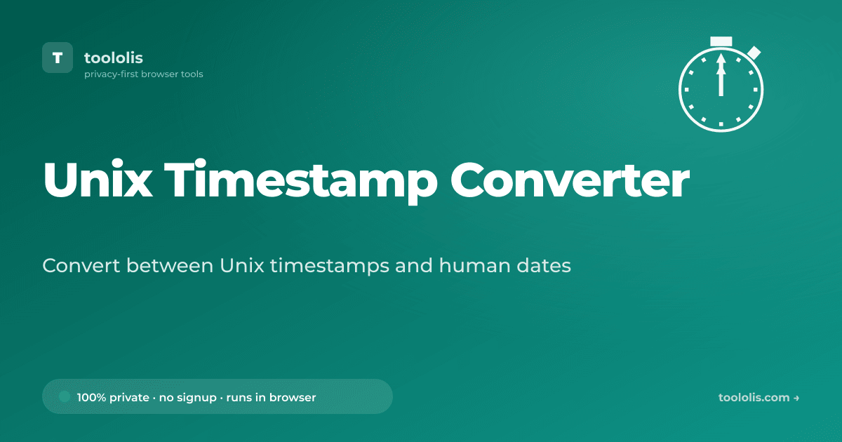 Unix Timestamp Converter — Free Developer Tool | Toololis