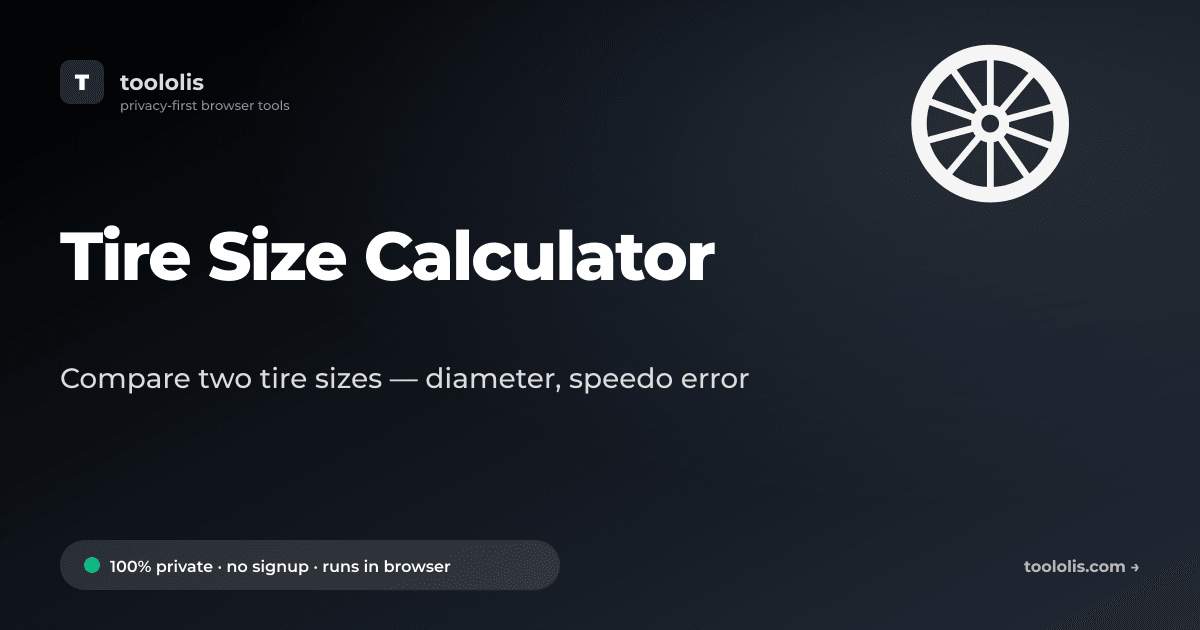 Tire Size Calculator — Free Calculator Tool | Toololis
