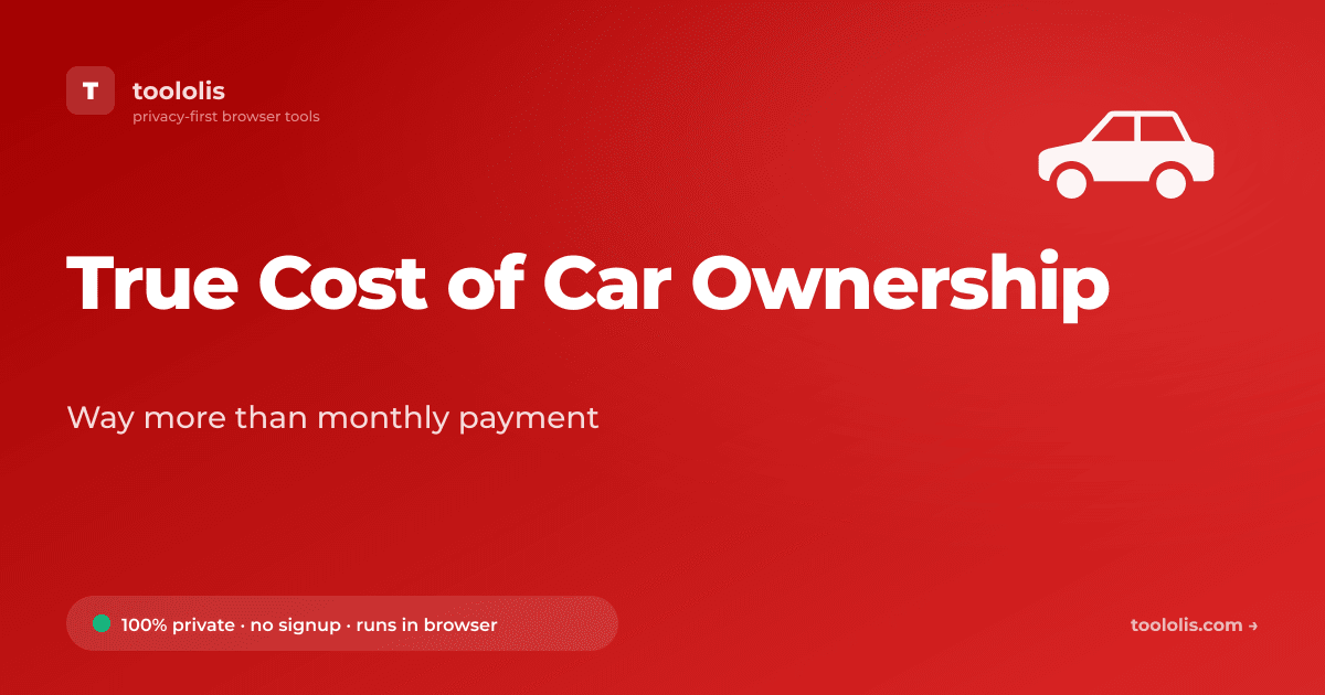True Cost of Car Ownership — Free Finance Tool | Toololis