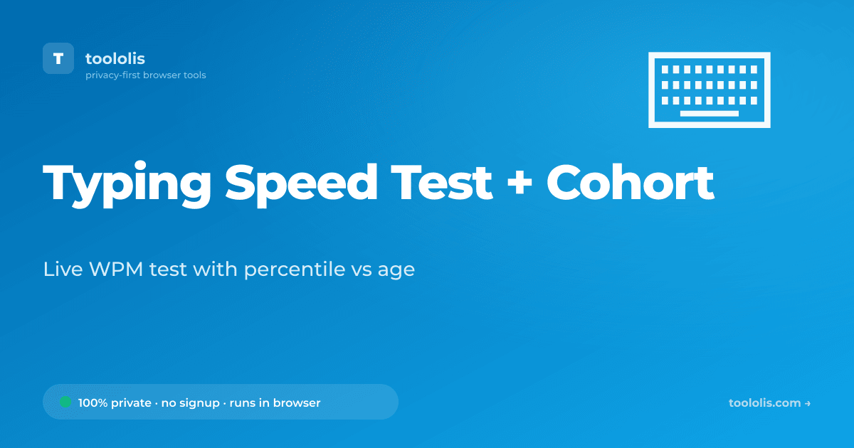 Timing Typing Typing Speed Test + Cohort — Free Calculator Tool | Toololis