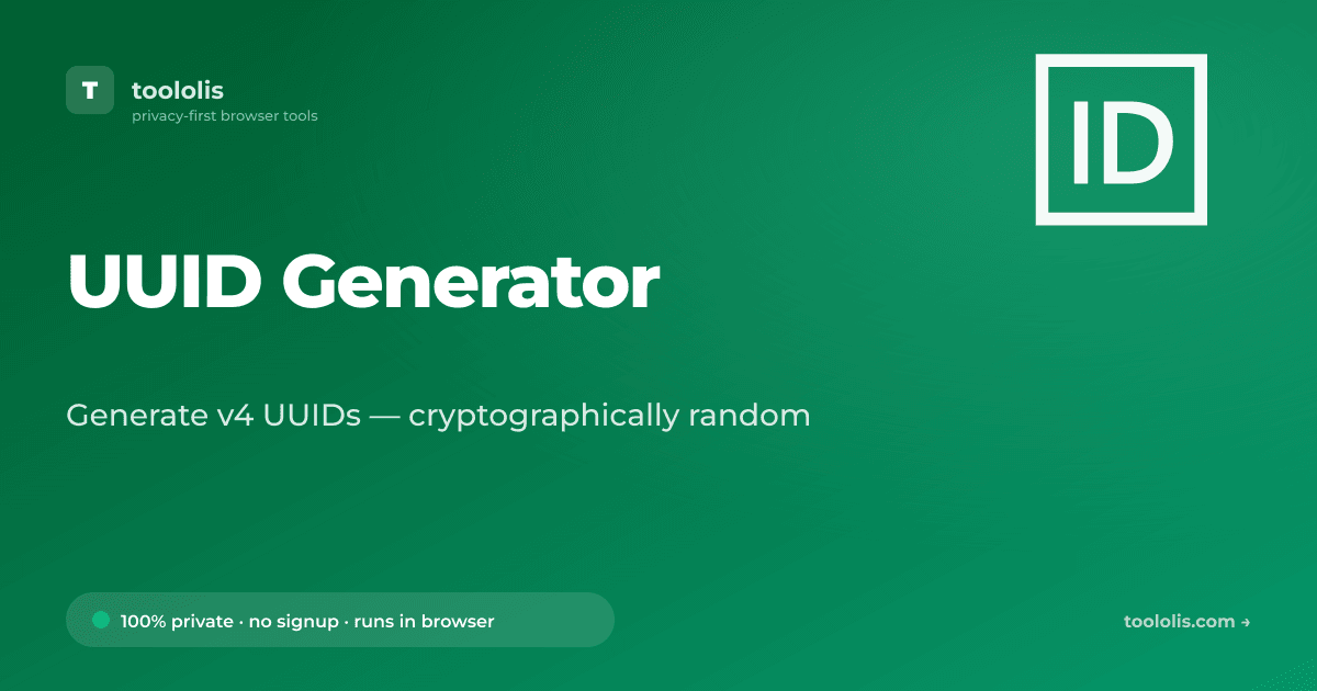 UUID Generator — Free Developer Tool | Toololis