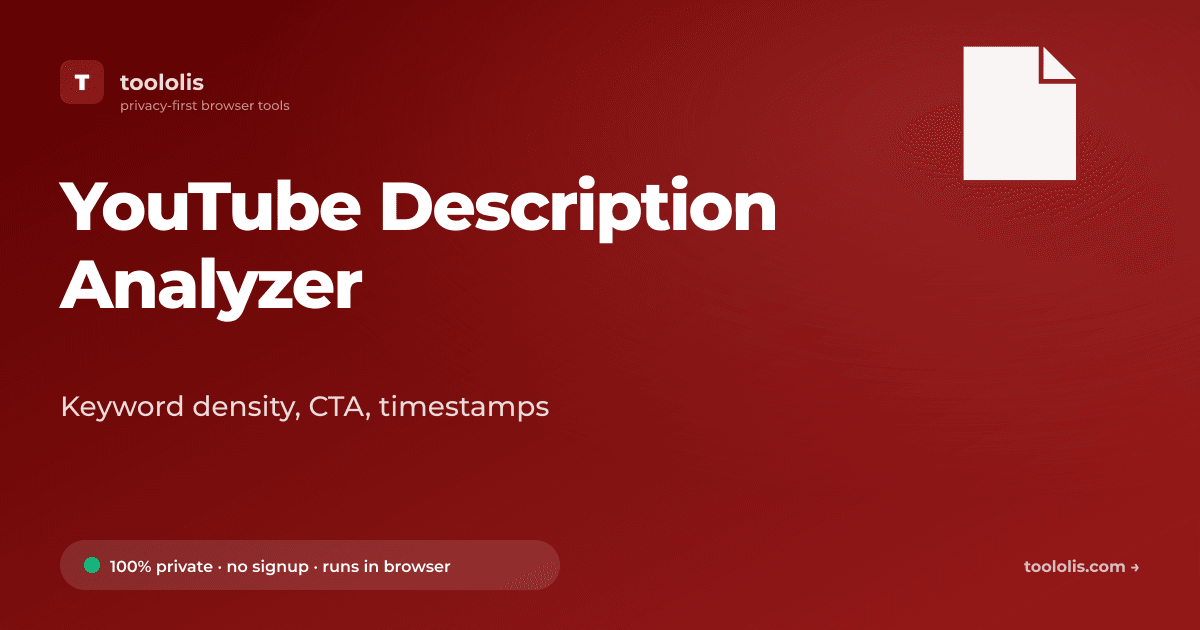 YouTube Description Analyzer — Free Social Tool | Toololis